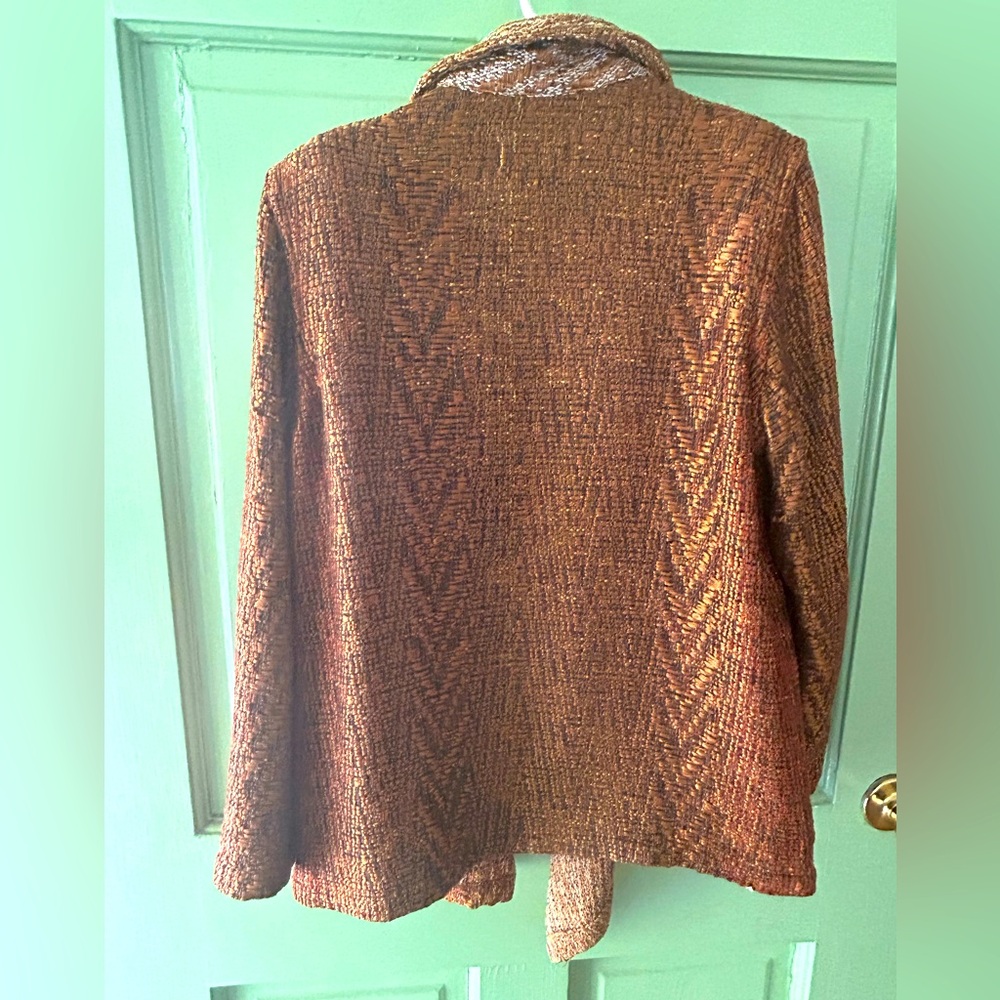 Arlene Wohl Vintage Handmade Woven Buttonfront Jacket sz Large Lagenlook Artsy - Picture 11 of 13